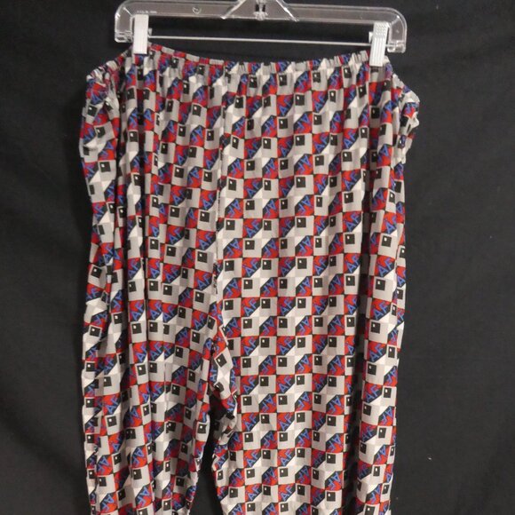 Handmade "AF" and Geometric Print Elastic Lounge / Pajama Pants | 18.5 waist - Picture 13 of 16